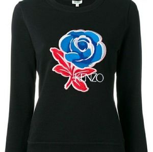 Kenzo Paris Blue Embroidered Rose Sweatshirt